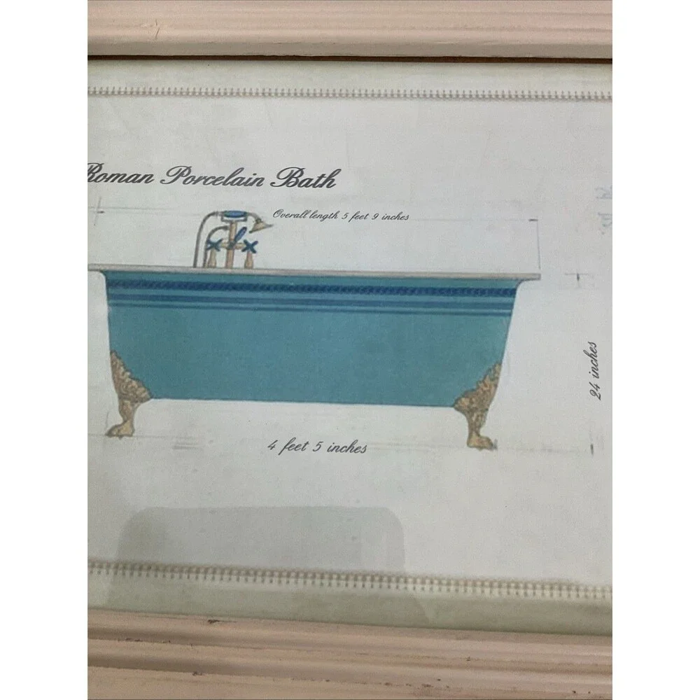 Bathroom Decoration Framed Roman Porcelain Design Bathtub.16” x 12.25” - Picture 15 of 16